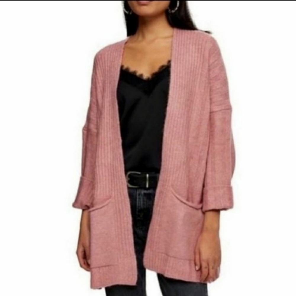 NWT Topshop Mauve Pink Cardigan Sweater Oversized
